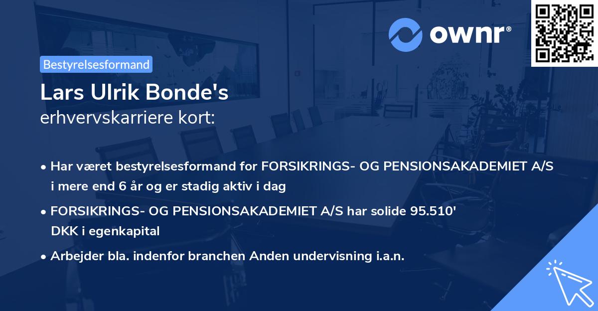Lars Ulrik Bonde's erhvervskarriere kort