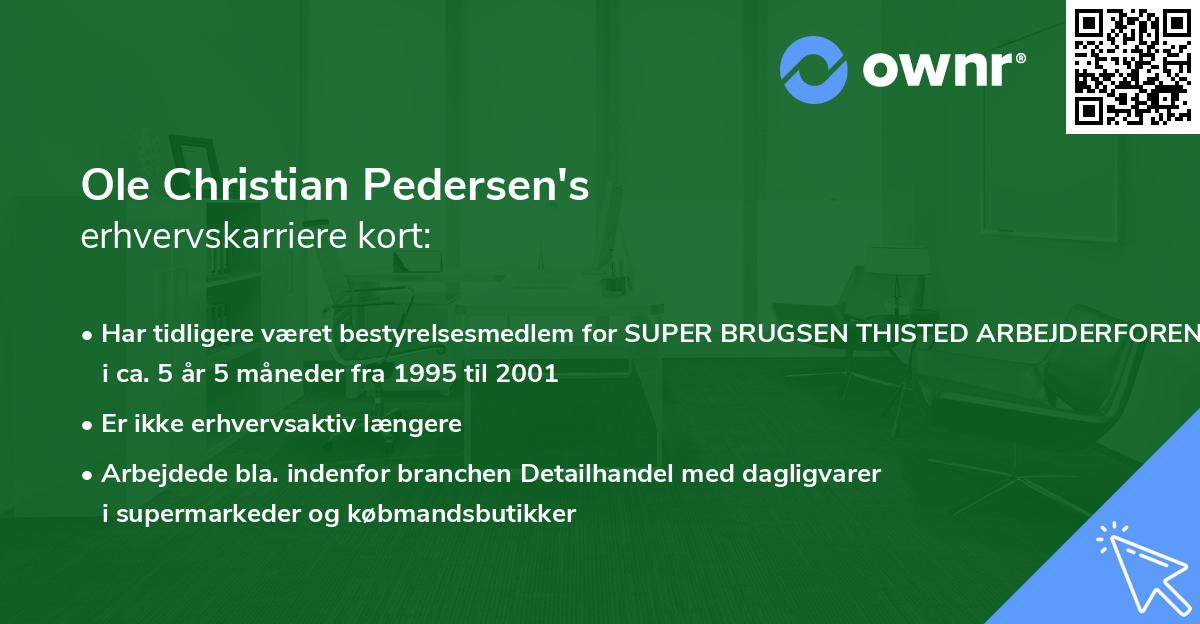 Ole Christian Pedersen's erhvervskarriere kort