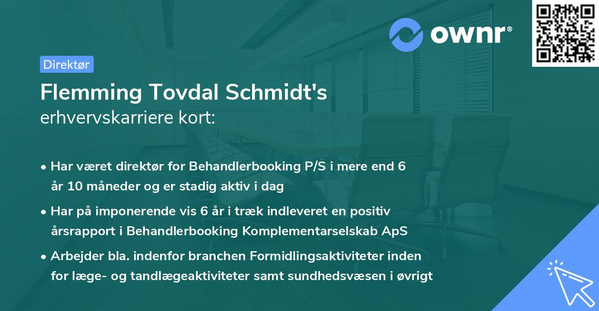 Flemming Tovdal Schmidt's erhvervskarriere kort