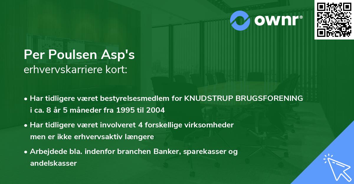 Per Poulsen Asp's erhvervskarriere kort