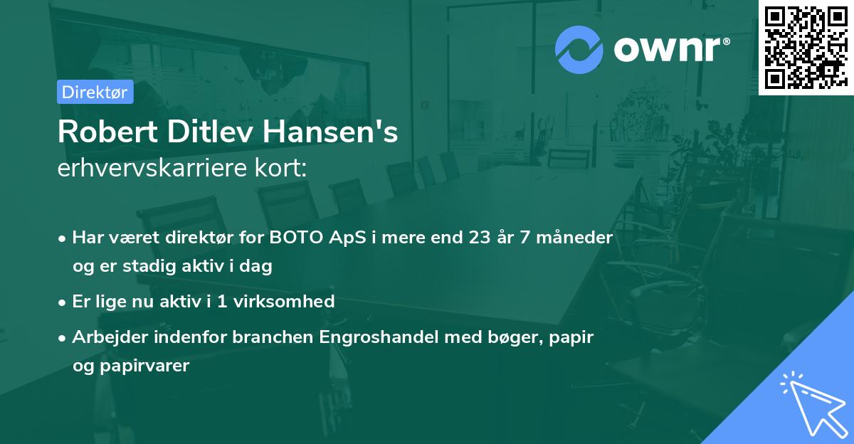 Robert Ditlev Hansen's erhvervskarriere kort