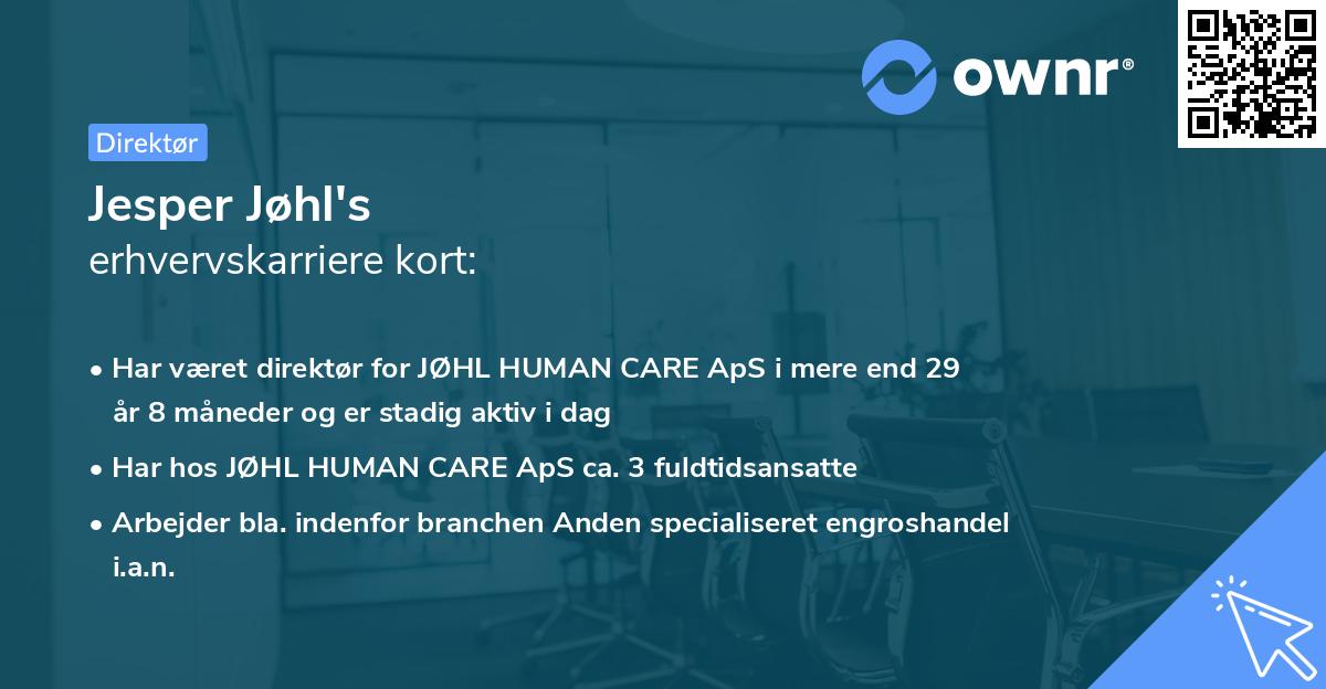 Jesper Jøhl's erhvervskarriere kort