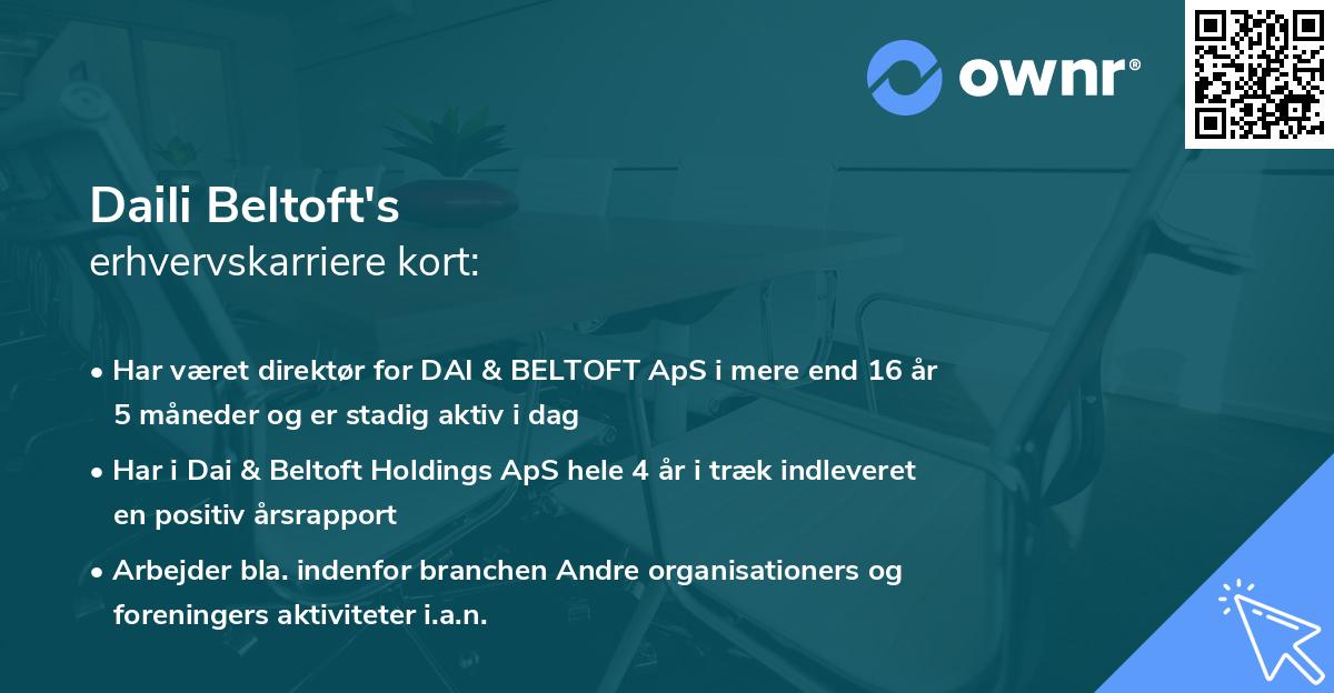 Daili Beltoft's erhvervskarriere kort