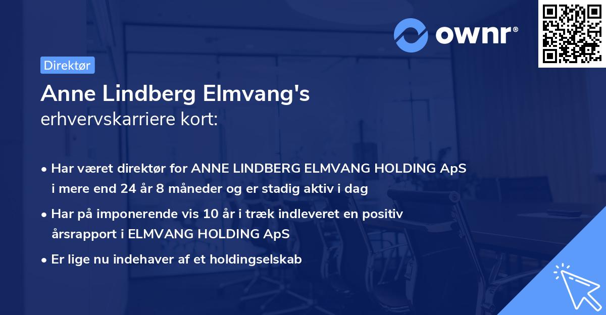 Anne Lindberg Elmvang's erhvervskarriere kort