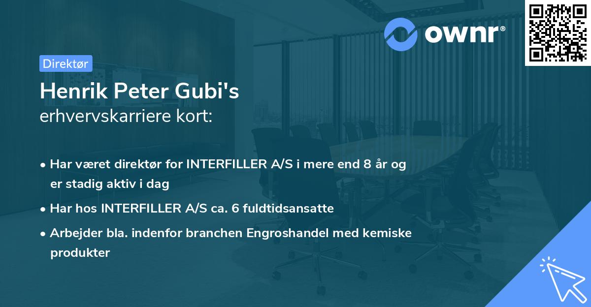 Henrik Peter Gubi's erhvervskarriere kort