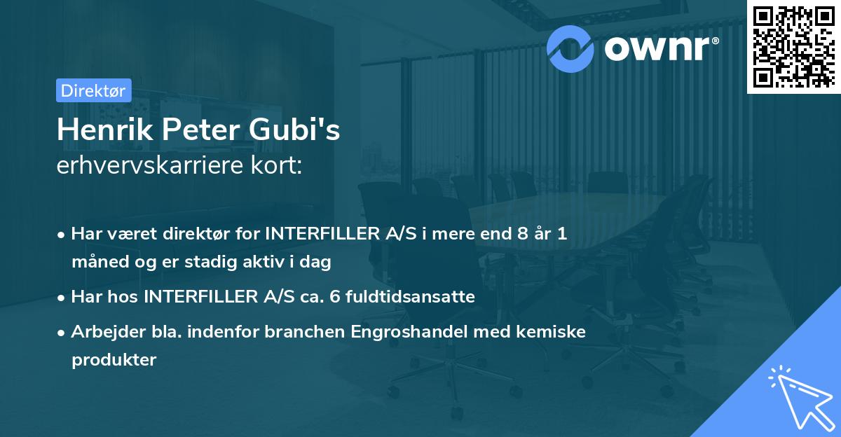 Henrik Peter Gubi's erhvervskarriere kort