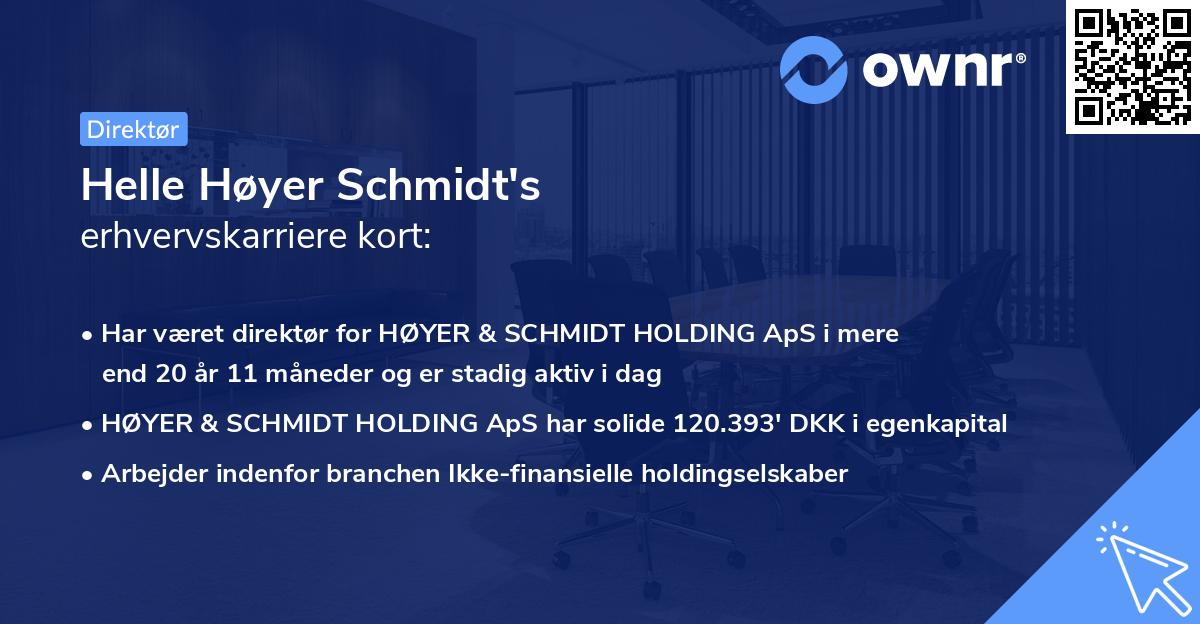 Helle Høyer Schmidt's erhvervskarriere kort