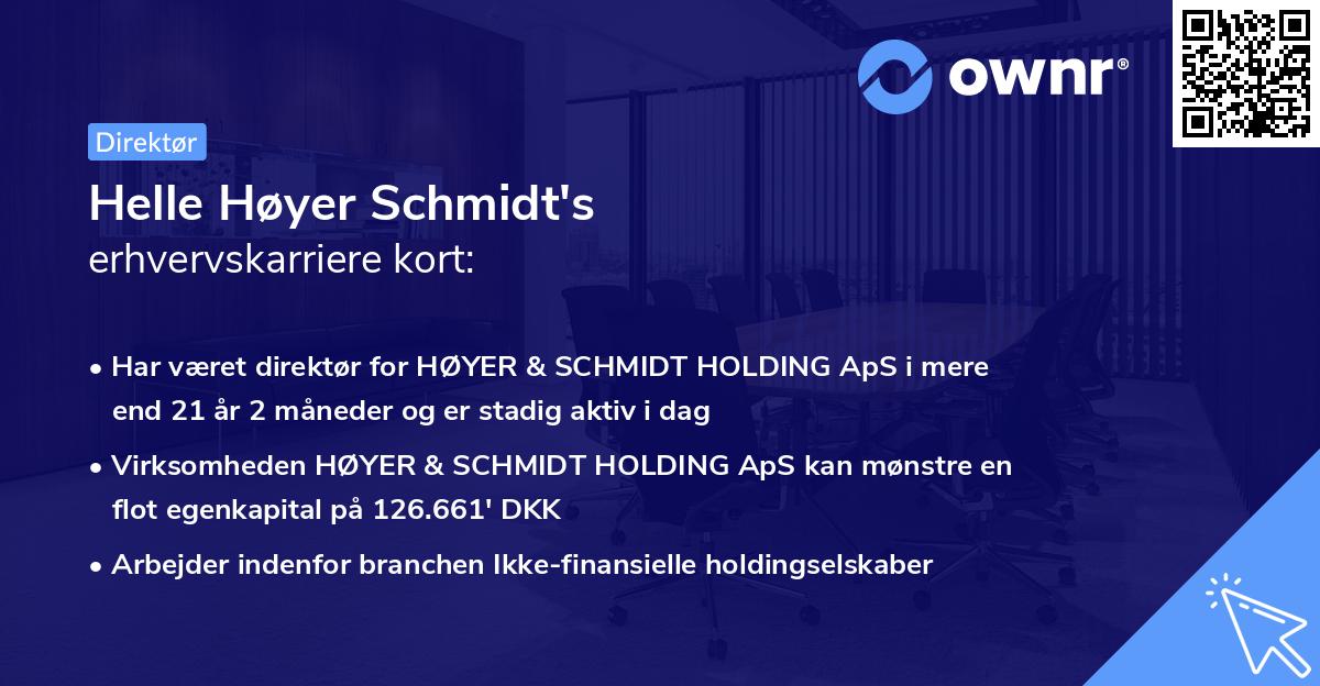 Helle Høyer Schmidt's erhvervskarriere kort
