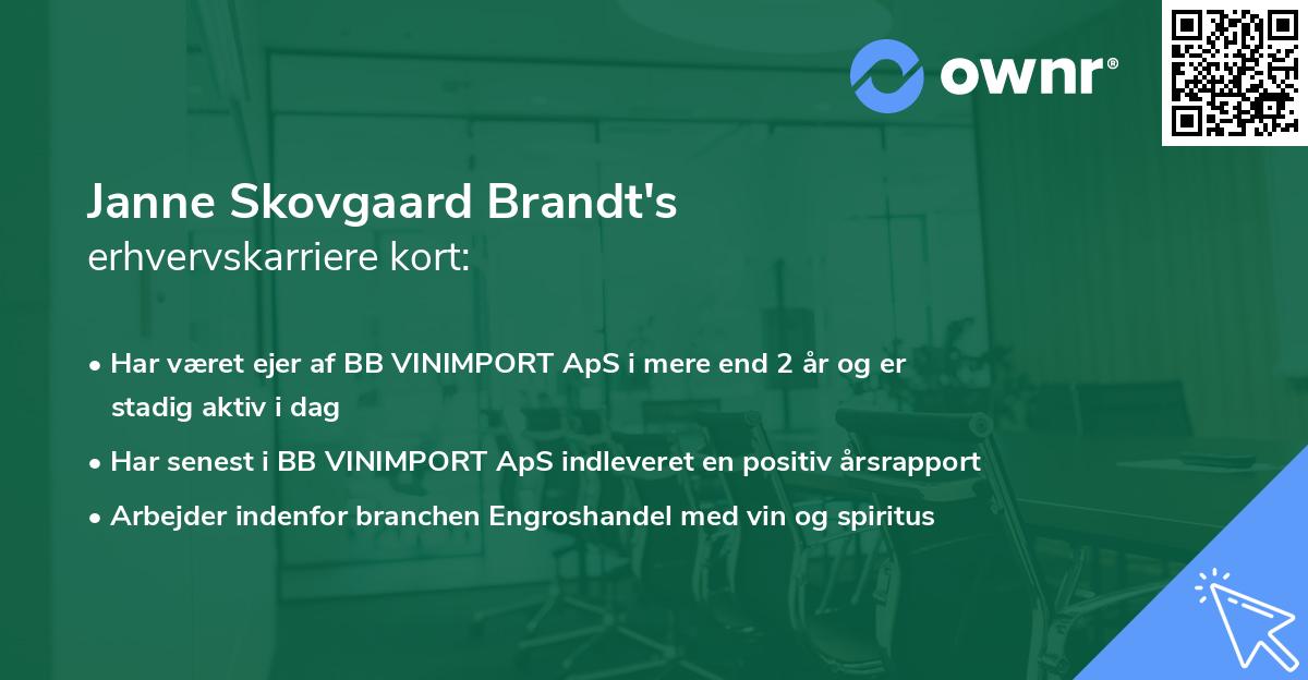 Janne Skovgaard Brandt's erhvervskarriere kort