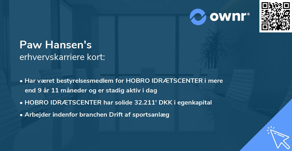 Paw Hansen's erhvervskarriere kort