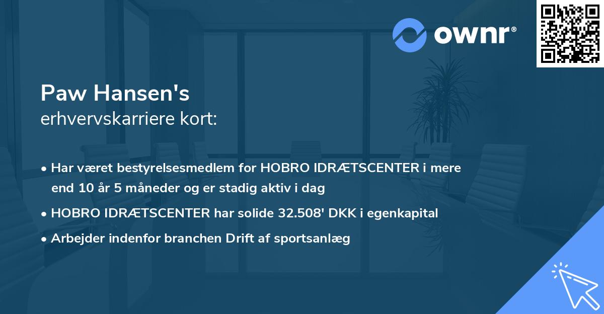 Paw Hansen's erhvervskarriere kort