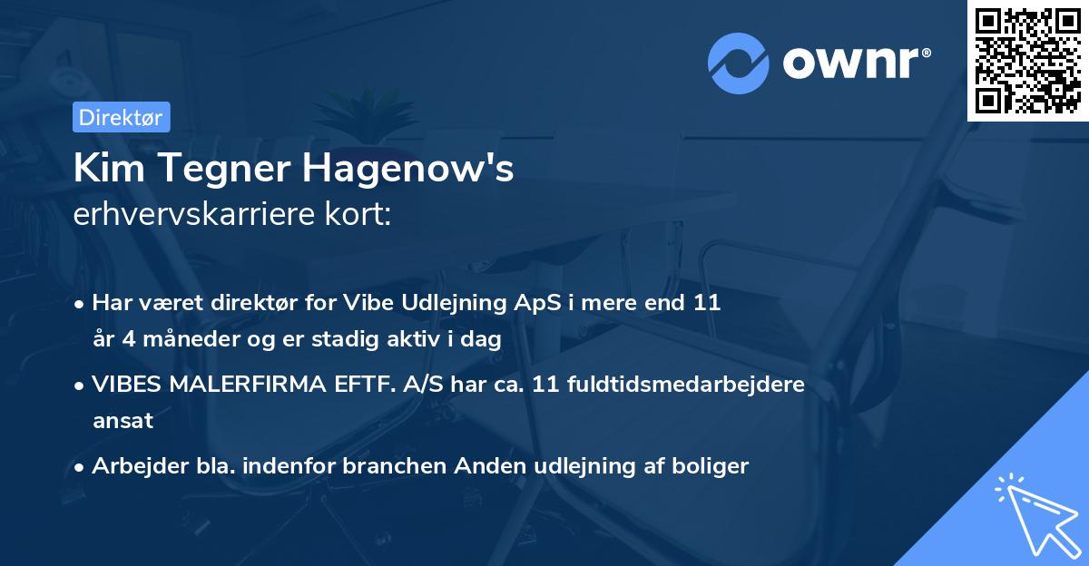 Kim Tegner Hagenow's erhvervskarriere kort