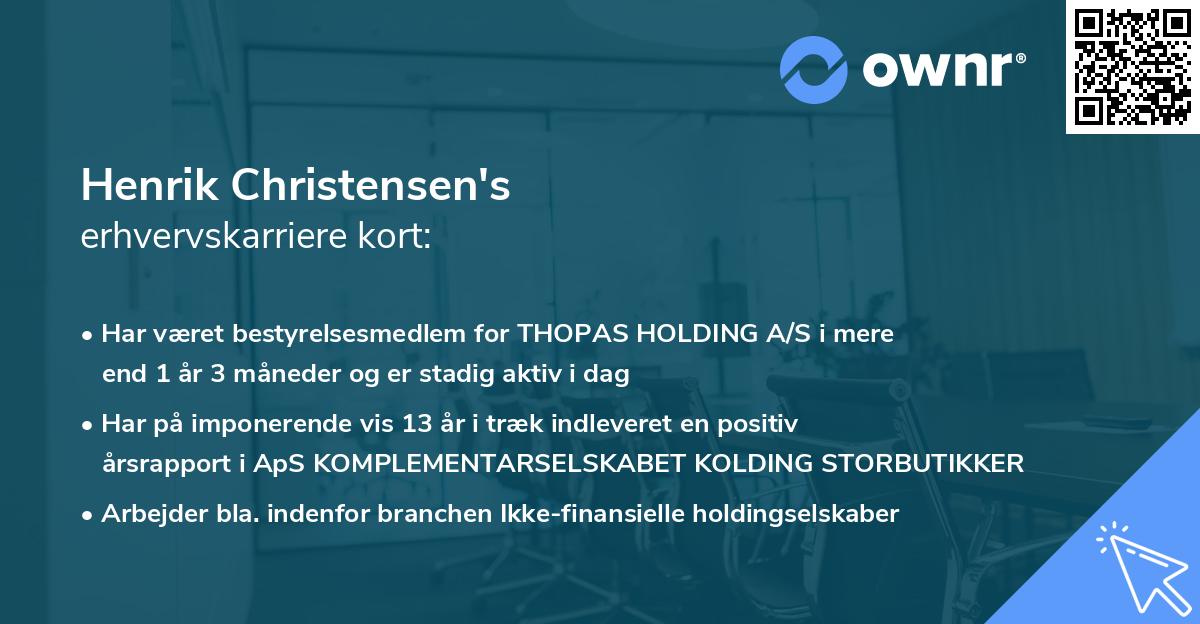 Henrik Christensen's erhvervskarriere kort