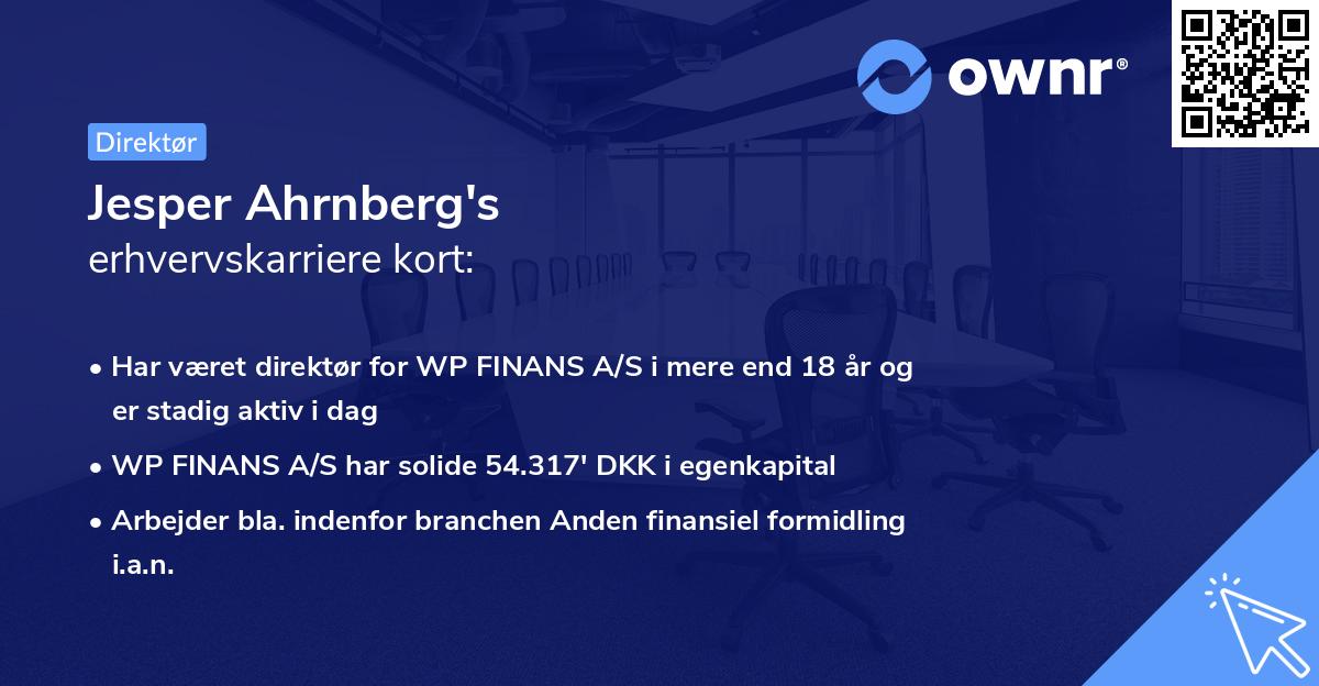 Jesper Ahrnberg's erhvervskarriere kort