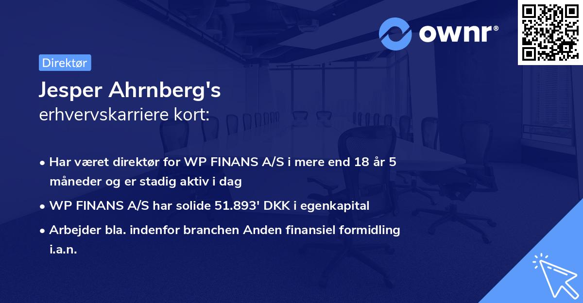 Jesper Ahrnberg's erhvervskarriere kort