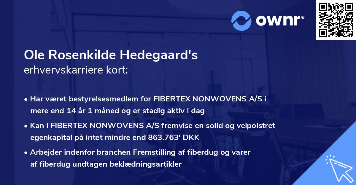 Ole Rosenkilde Hedegaard's erhvervskarriere kort