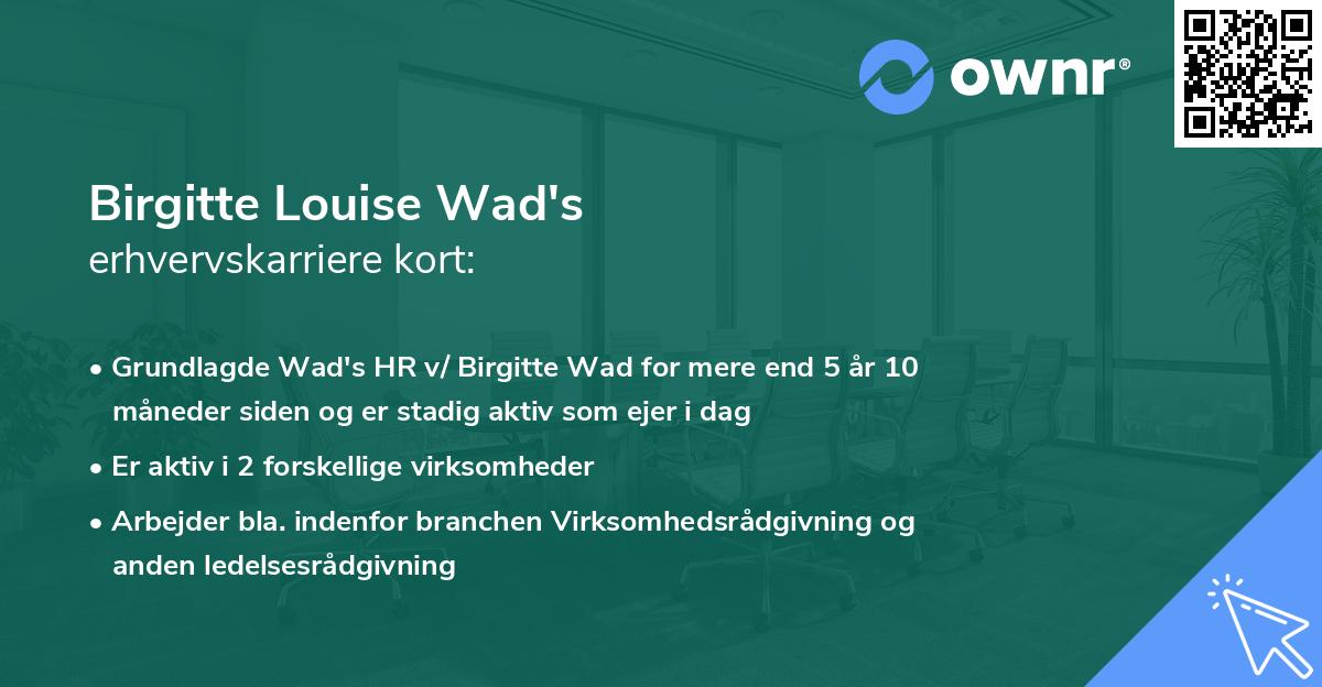 Birgitte Louise Wad's erhvervskarriere kort