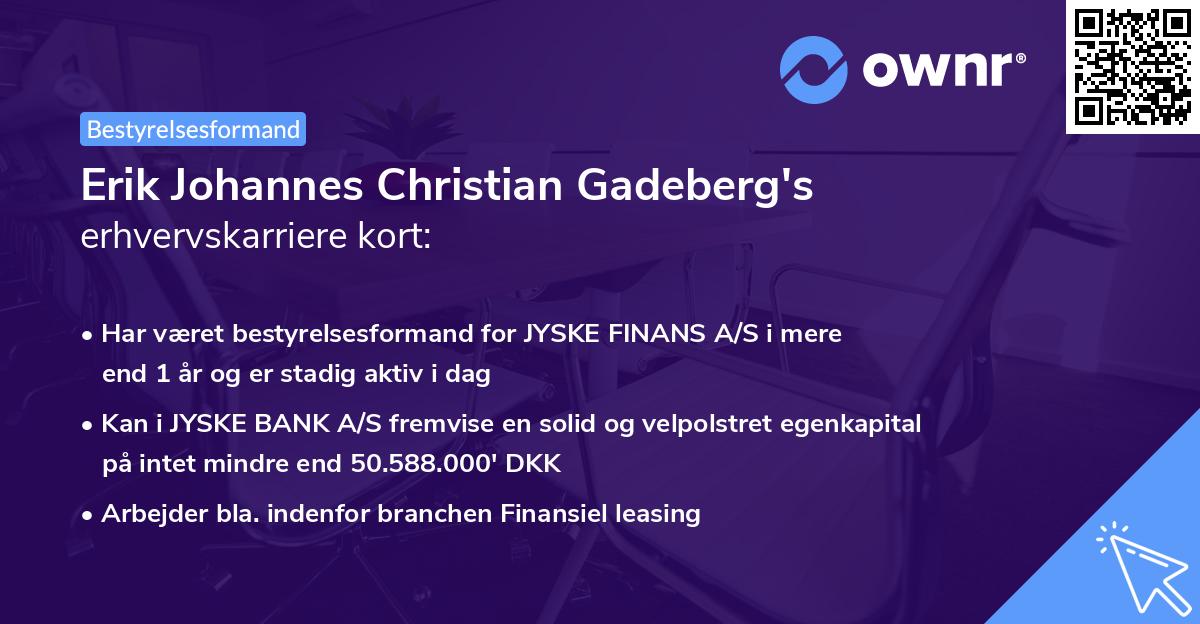 Erik Johannes Christian Gadeberg's erhvervskarriere kort