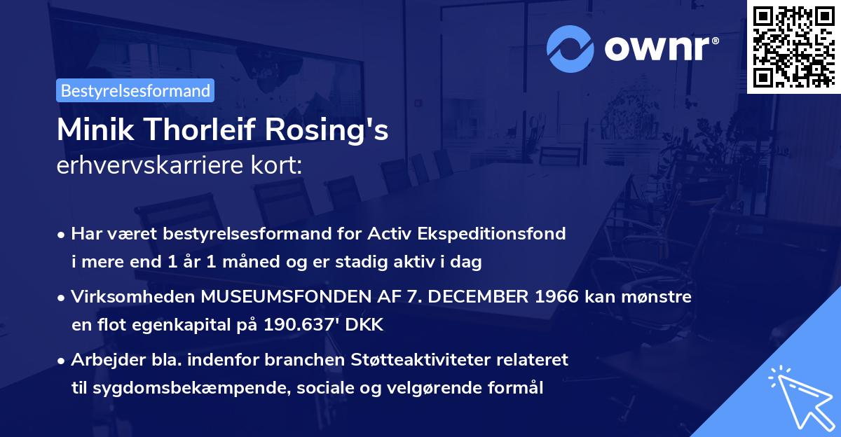 Minik Thorleif Rosing's erhvervskarriere kort