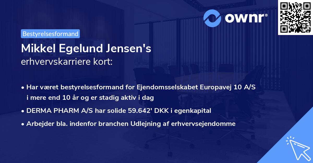 Mikkel Egelund Jensen's erhvervskarriere kort