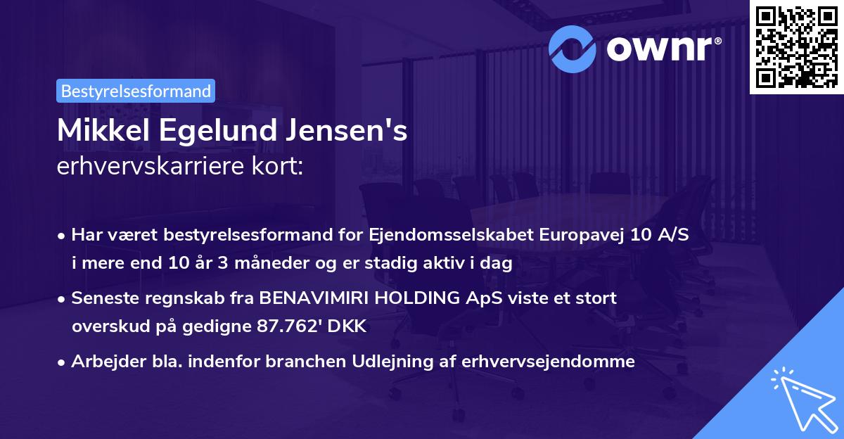 Mikkel Egelund Jensen's erhvervskarriere kort