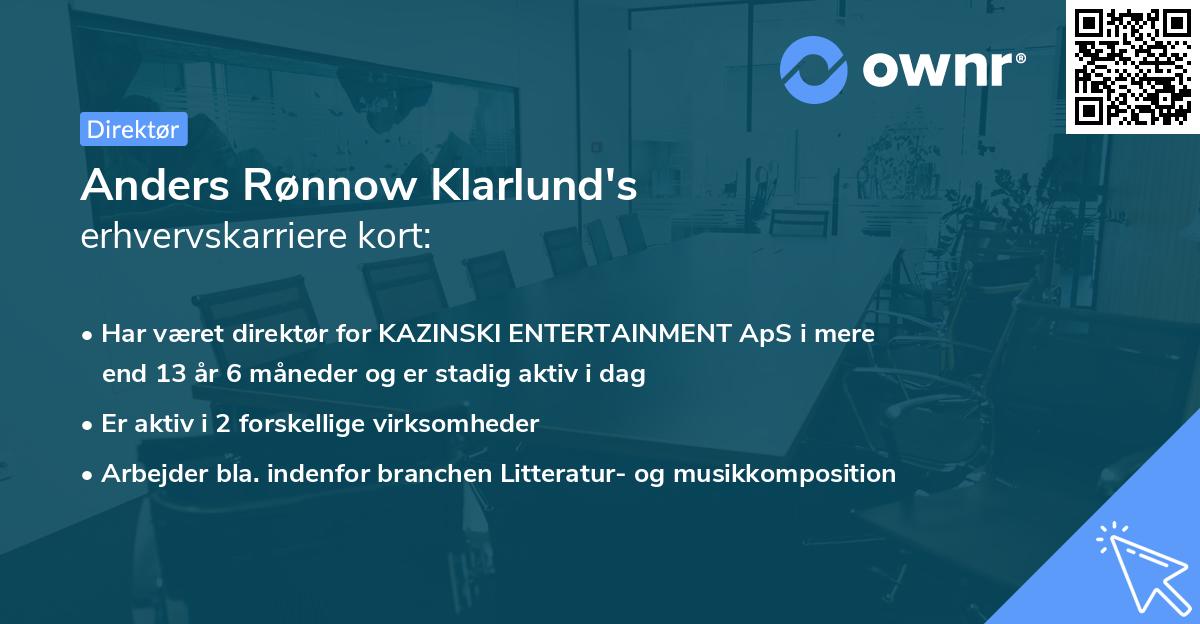 Anders Rønnow Klarlund's erhvervskarriere kort