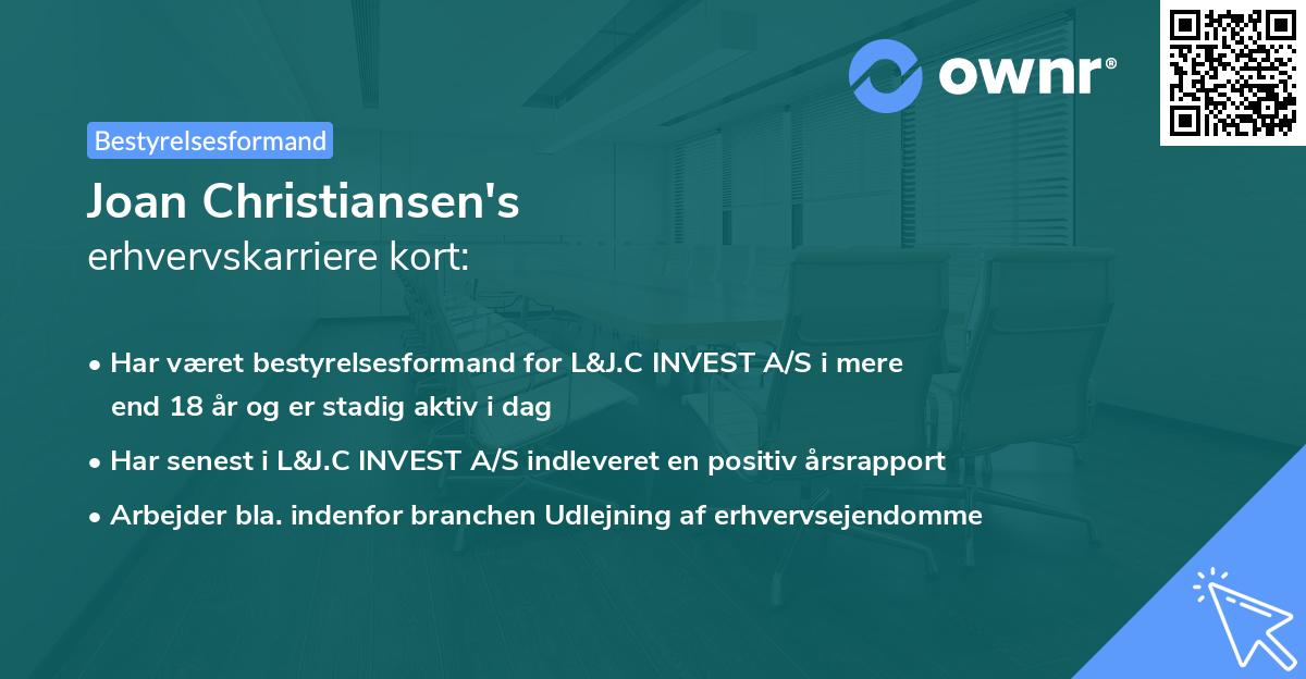 Joan Christiansen's erhvervskarriere kort