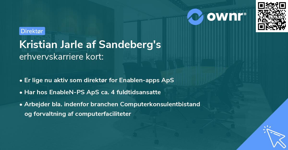 Kristian Jarle af Sandeberg's erhvervskarriere kort