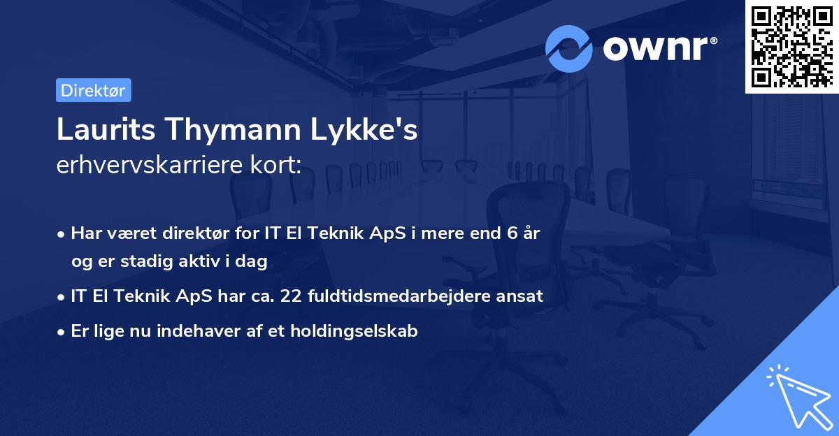 Laurits Thymann Lykke's erhvervskarriere kort