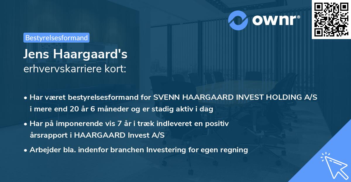 Jens Haargaard's erhvervskarriere kort