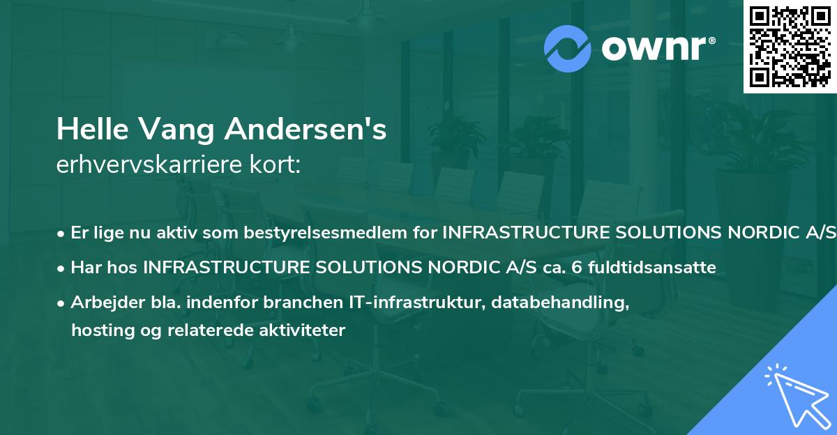 Helle Vang Andersen's erhvervskarriere kort
