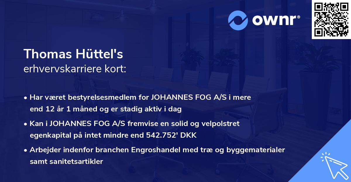 Thomas Hüttel's erhvervskarriere kort