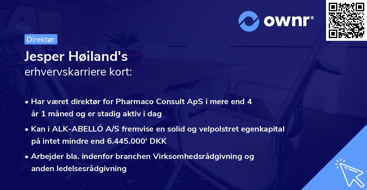Jesper Høiland's erhvervskarriere kort
