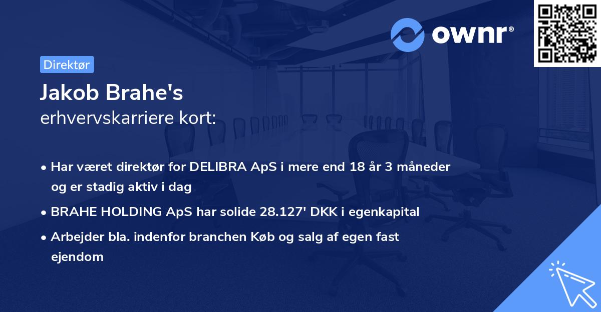 Jakob Brahe's erhvervskarriere kort