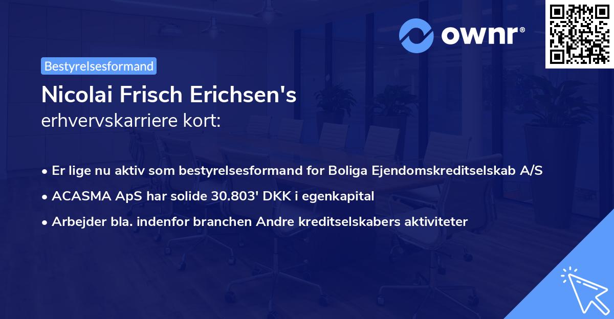 Nicolai Frisch Erichsen's erhvervskarriere kort