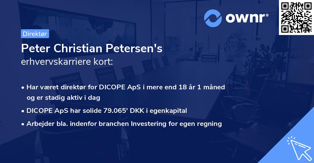 Peter Christian Petersen's erhvervskarriere kort