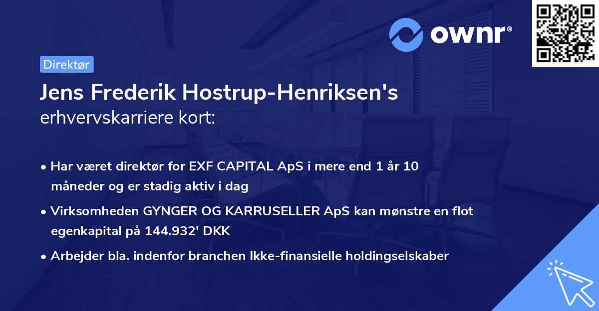 Jens Frederik Hostrup-Henriksen's erhvervskarriere kort