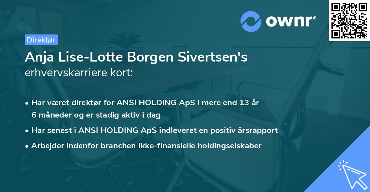 Anja Lise-Lotte Borgen Sivertsen's erhvervskarriere kort