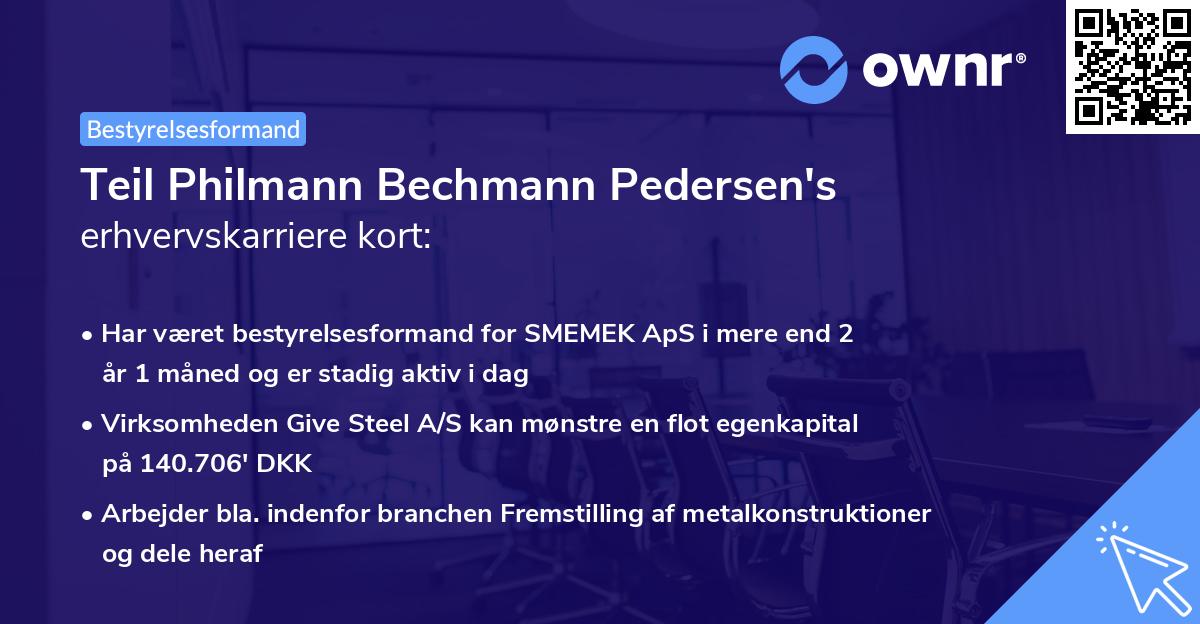 Teil Philmann Bechmann Pedersen's erhvervskarriere kort