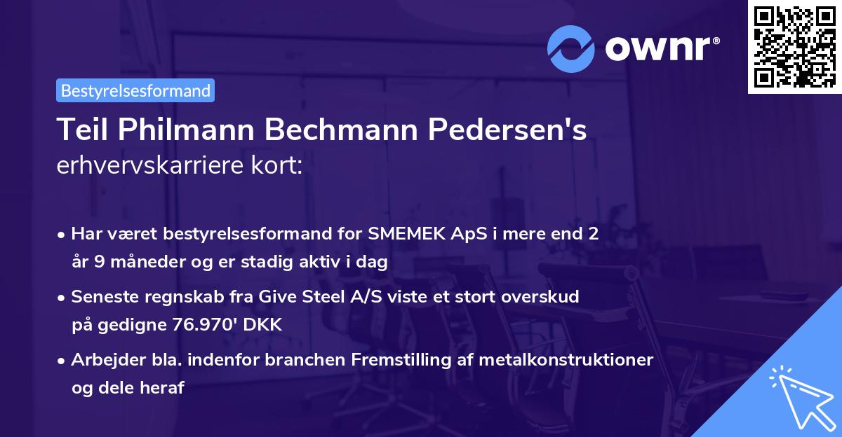 Teil Philmann Bechmann Pedersen's erhvervskarriere kort