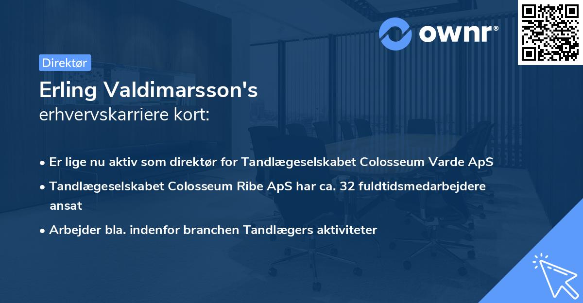 Erling Valdimarsson's erhvervskarriere kort