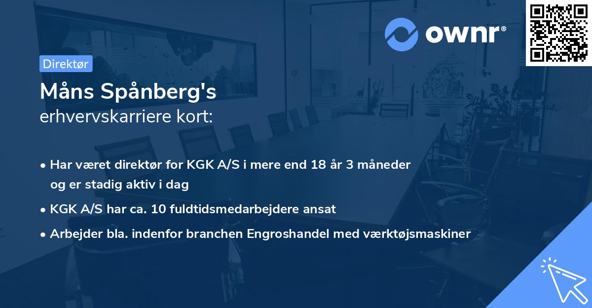 Måns Spånberg's erhvervskarriere kort