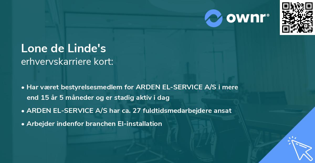 Lone de Linde's erhvervskarriere kort