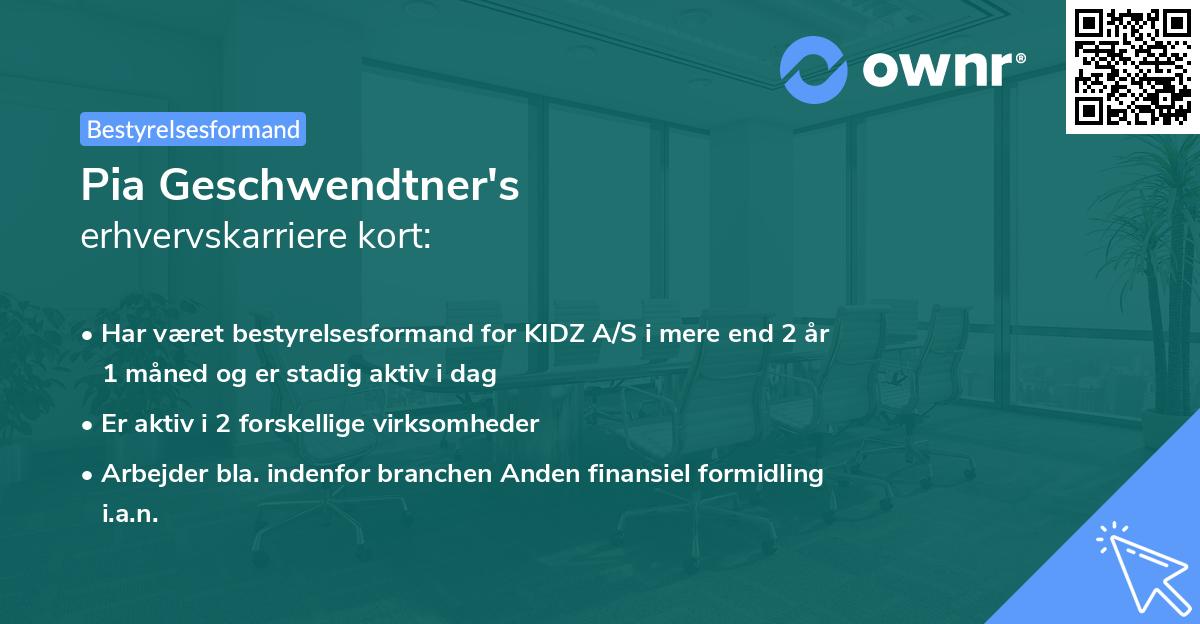 Pia Geschwendtner's erhvervskarriere kort