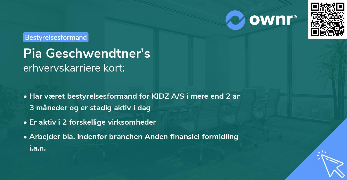 Pia Geschwendtner's erhvervskarriere kort