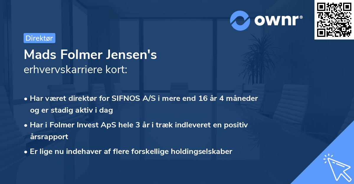 Mads Folmer Jensen's erhvervskarriere kort