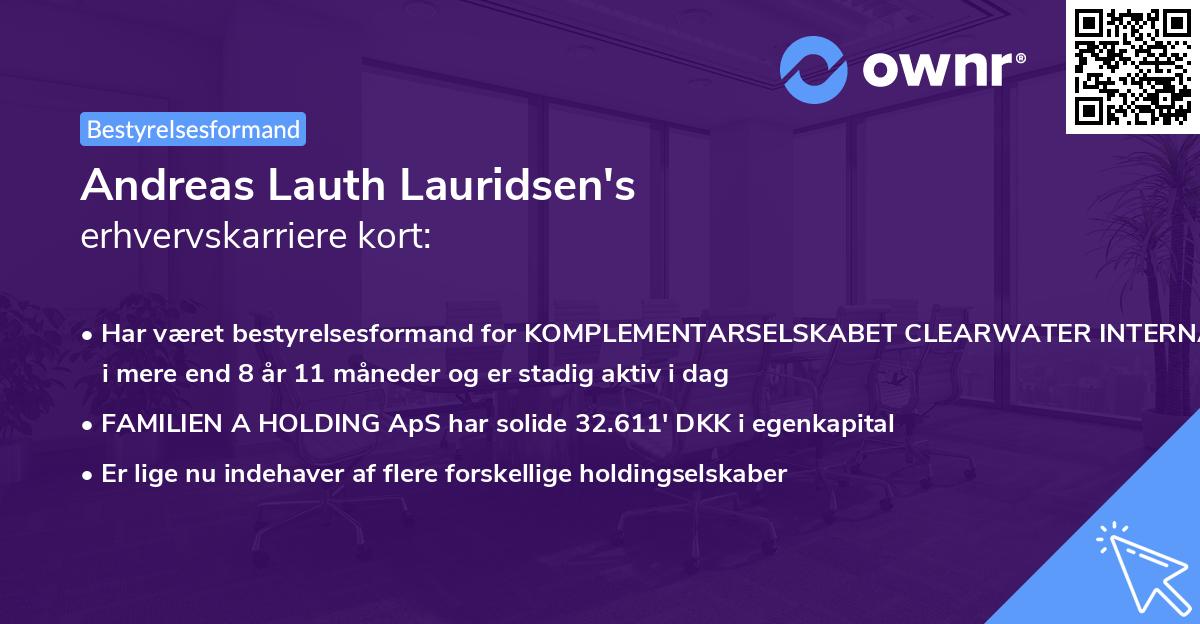 Andreas Lauth Lauridsen's erhvervskarriere kort