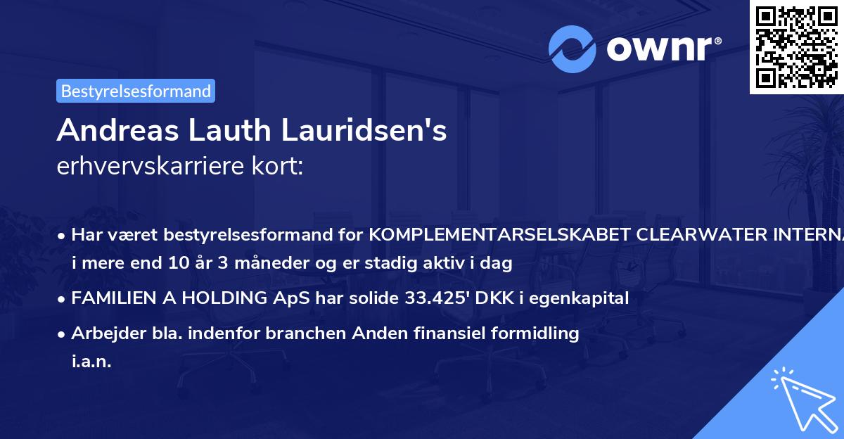 Andreas Lauth Lauridsen's erhvervskarriere kort