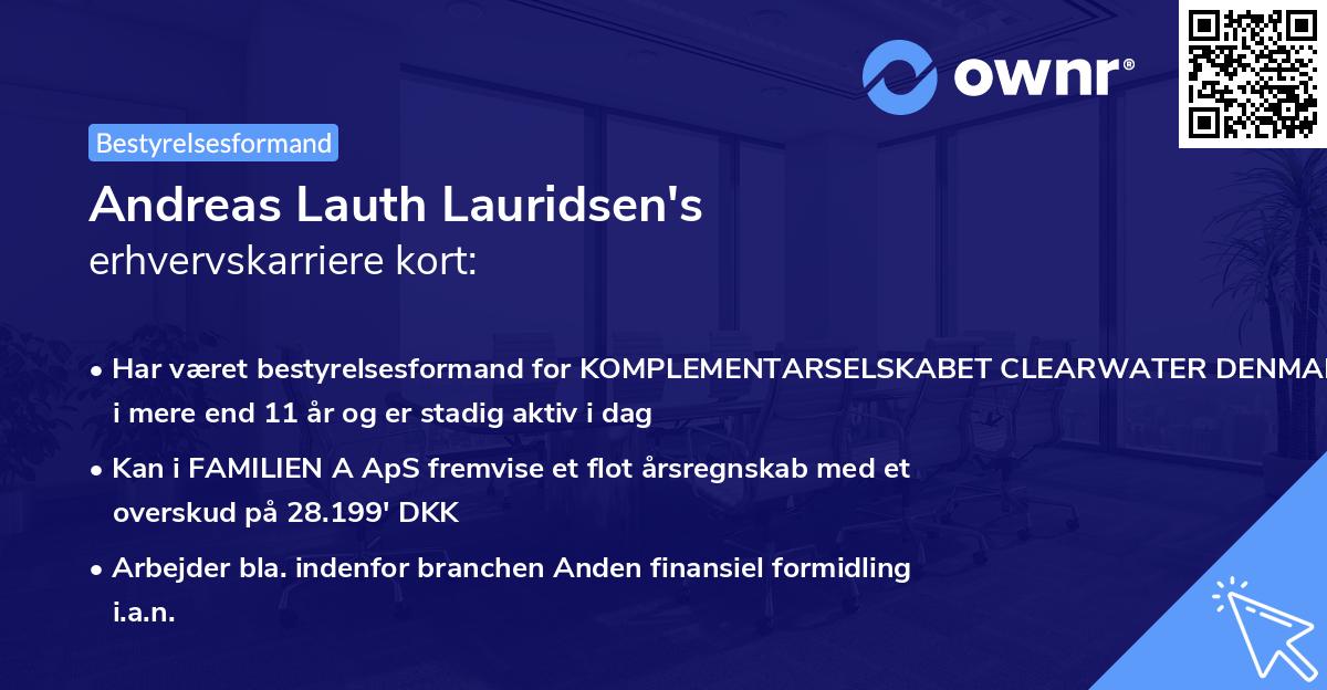 Andreas Lauth Lauridsen's erhvervskarriere kort