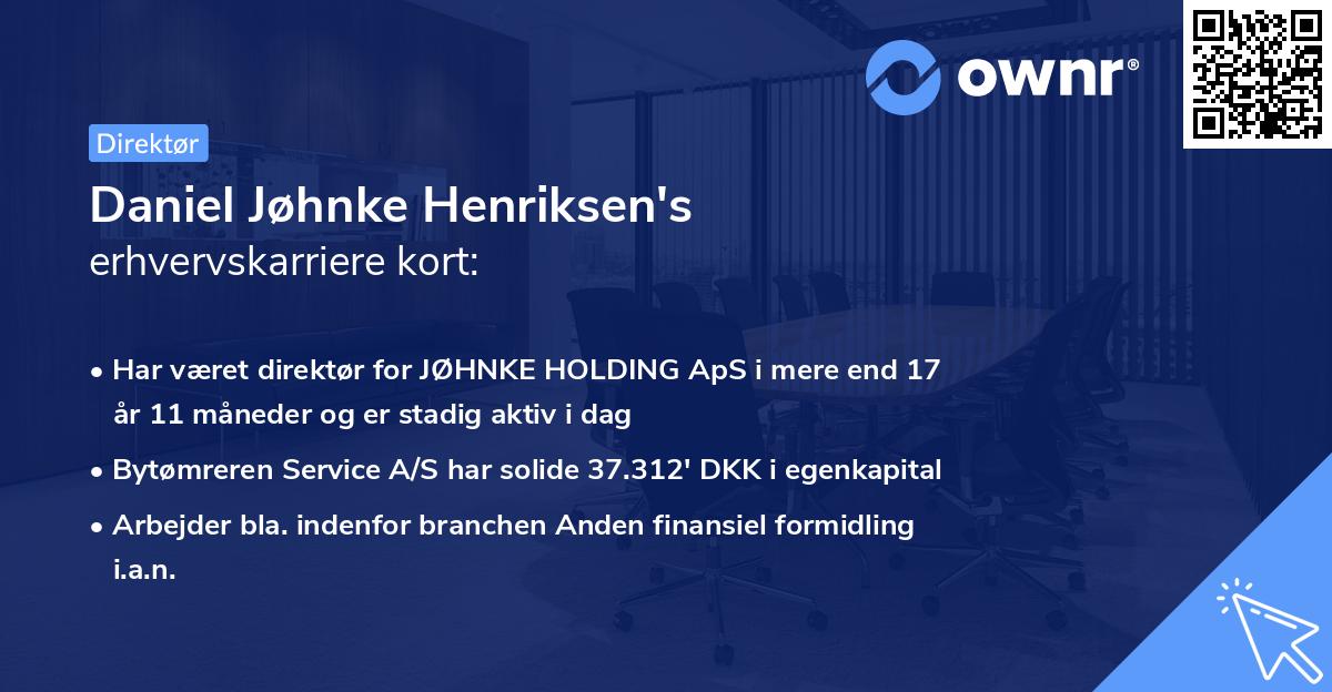 Daniel Jøhnke Henriksen's erhvervskarriere kort